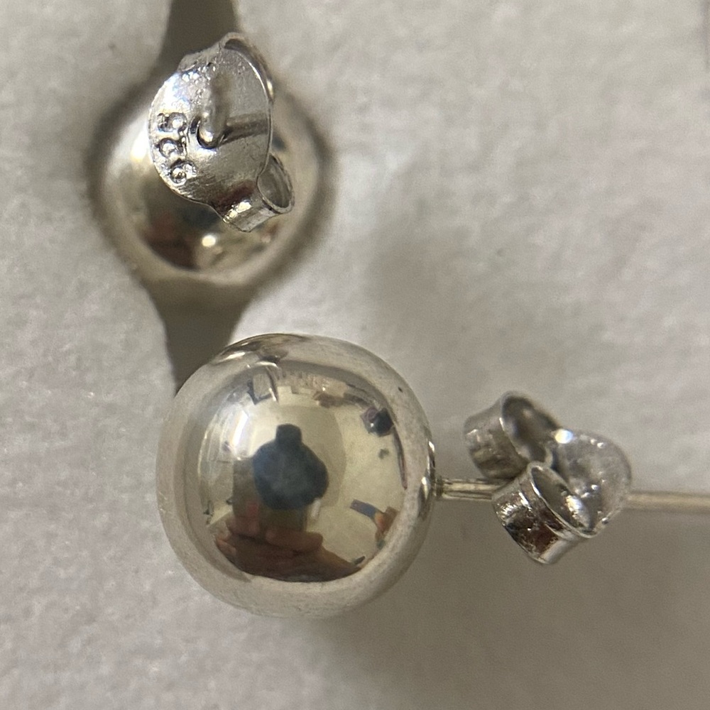 Sterling Silver Ball Earrings - Picture 5 of 5